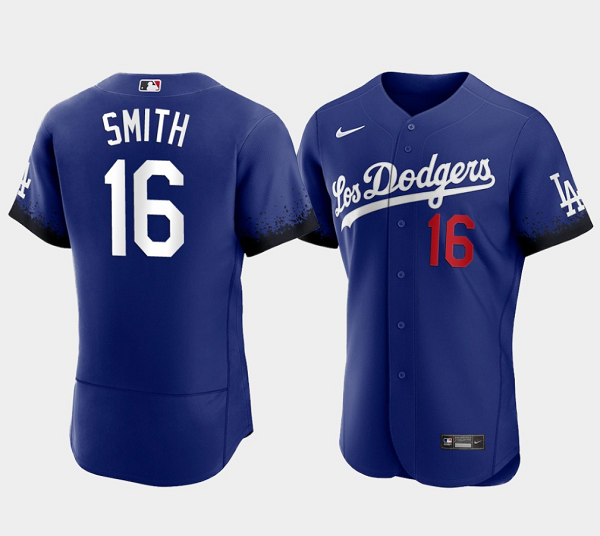 Men's Los Angeles Dodgers #16 Will Smith 2021 Royal City Connect Flex Base Stitched Baseball Jersey Men's Los Angeles Dodgers #16 Will Smith 2021 Royal City Connect Flex Base Stitched Baseball Jersey